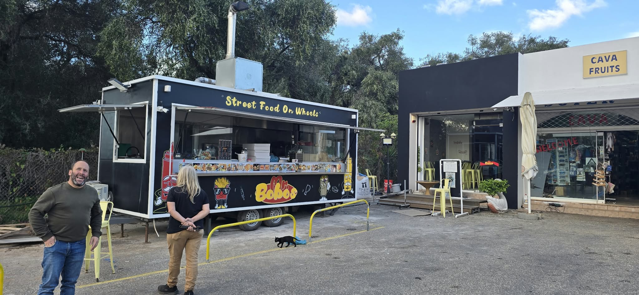 The current Mr. Bobo’s food truck in Agios Spyridonas